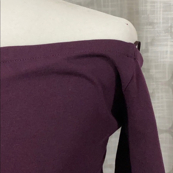 EXPRESS Off the Shoulder Long Sleeve Purple Dress - Picture 3 of 6